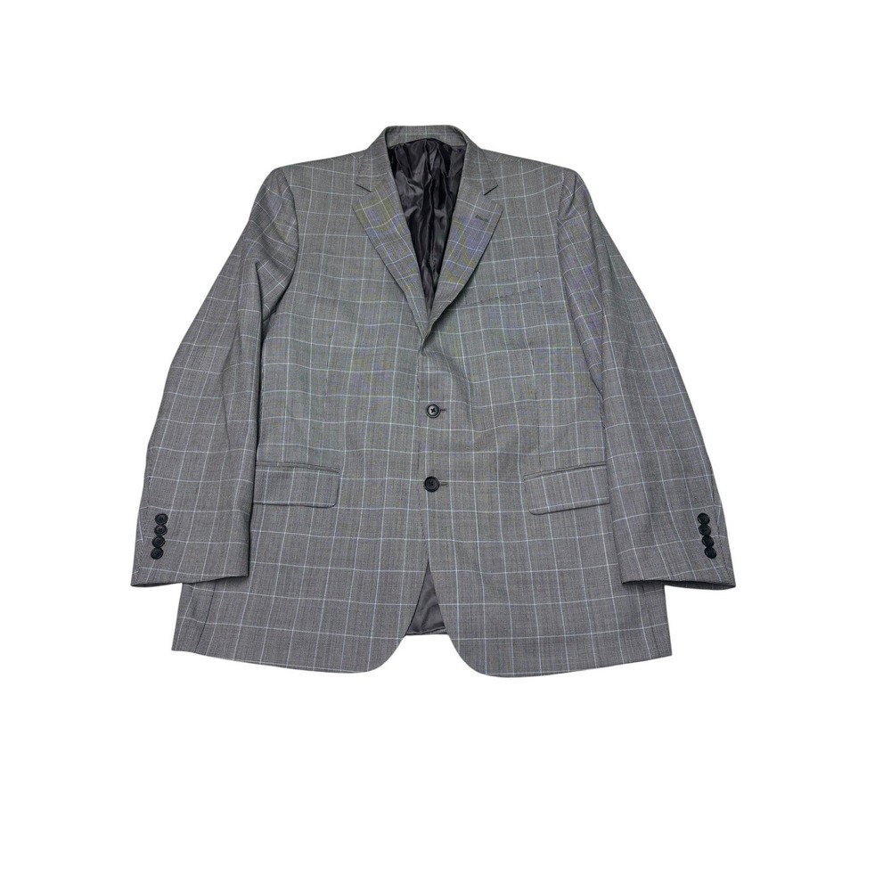 Brooks Brothers 346 Mens 46R Grey Plaid 100% Wool 2 Button Blazer Sport Coat